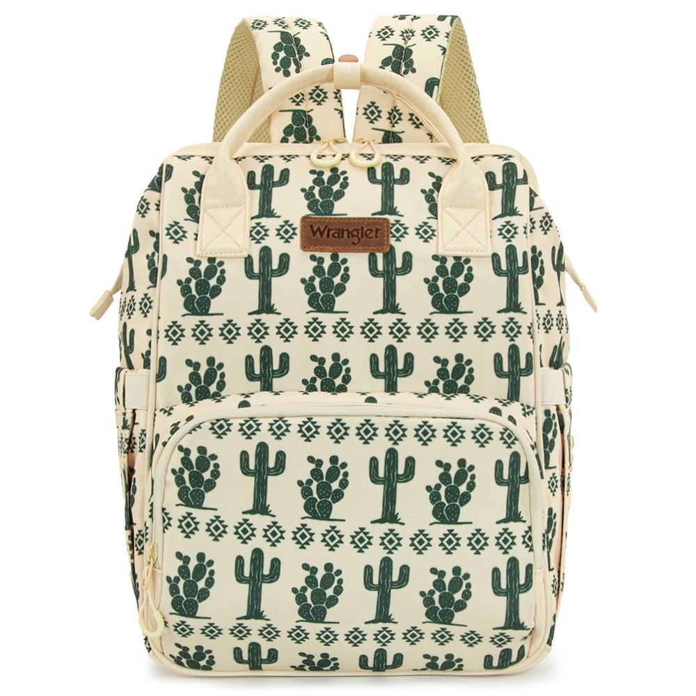 Wrangler Cactus Printed Callie Backpack/Diaper Bag- Beige